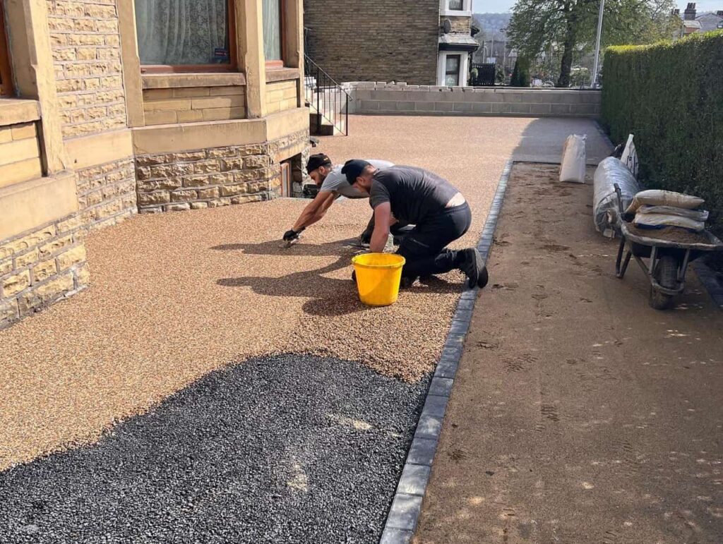 This is a photo of a resin patio installed in Wigan by Wigan Resin Driveways